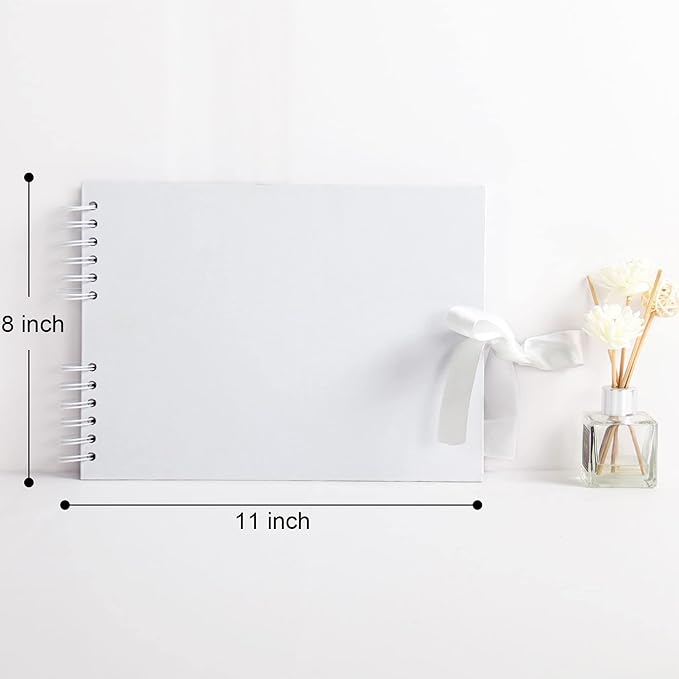 Vienrose Scrapbook Album 80 Pages, DIY Photo Album with Accessories, White Kraft Paper Memory Book for Wedding, Birthday, Travel, Valentine, Mother’s Day, 11x8 Inches