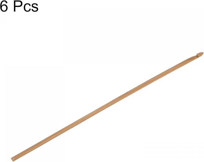 uxcell Wooden Bamboo Crochet Hook 3mm US Size C (Size 2) Knitting Needles for DIY Craft Yarn 6Pcs