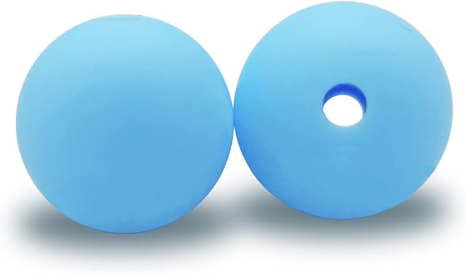 DIYOMR 100Pcs Round Silicone Beads for Jewelry & Crafts (15mm, Blue)