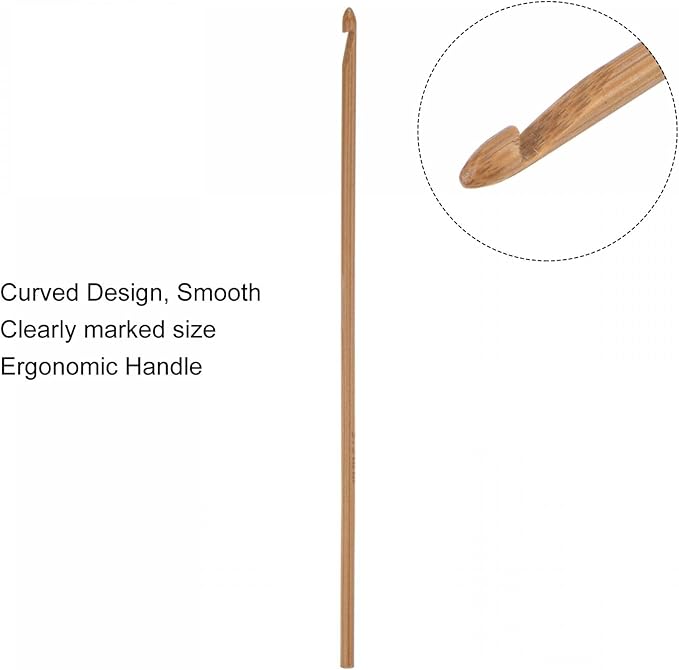 uxcell Wooden Bamboo Crochet Hook 3.5mm US Size E (Size 4) Knitting Needles for DIY Craft Yarn 6Pcs