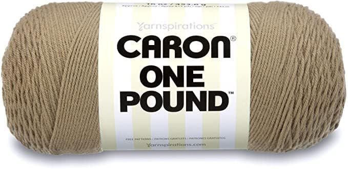 Caron One Pound Taupe Yarn - 2 Pack of 454g/16oz - Acrylic - 4 Medium (Worsted) - 812 Yards - Knitting/Crochet