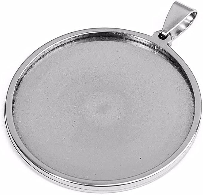 10pcs stainess steel cabochon base setting 20mm 25mm 30mm round cameo pendant trays diy jewelry blank bezel for necklace making (20mm)