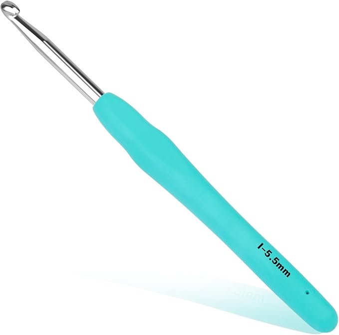 Crochet Hook, 5.5 mm Ergonomic Crochet Hook, Crochet Needles, Ergonomic Handle for Arthritic Hands, Knitting Needles with Soft Handle Beginners and Experienced Crochet Hobbyists (5.5 mm)
