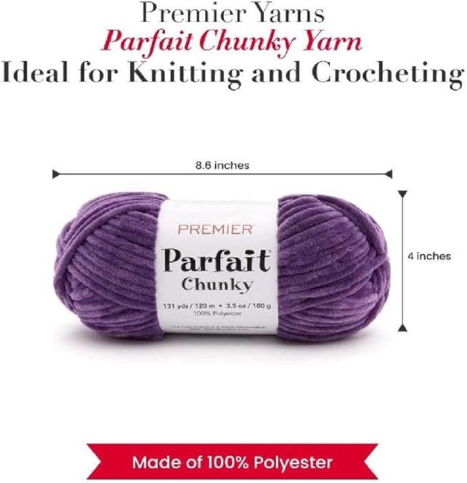 Premier Yarns Parfait Chunky Chenille Yarn 3.5 Oz 6 Super Bulky Weight 3 Pack Bundle with Bella's Stitch Place Holders (Iris)