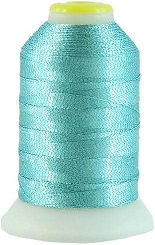 Threadart Metallic Thread | No. L68 - Light Blue | 500 Meter Cones (550 Yards) | 25 Brilliant Shiny Colors | For Machine Embroidery
