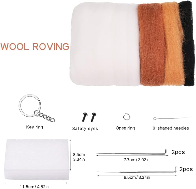 QMNNMA Needle Felting Starter Kit, Animals Needle Felting Set, DIY Wool Felt Materials Set with Felting Tool and Instruction for Craft Project and DIY Handmade