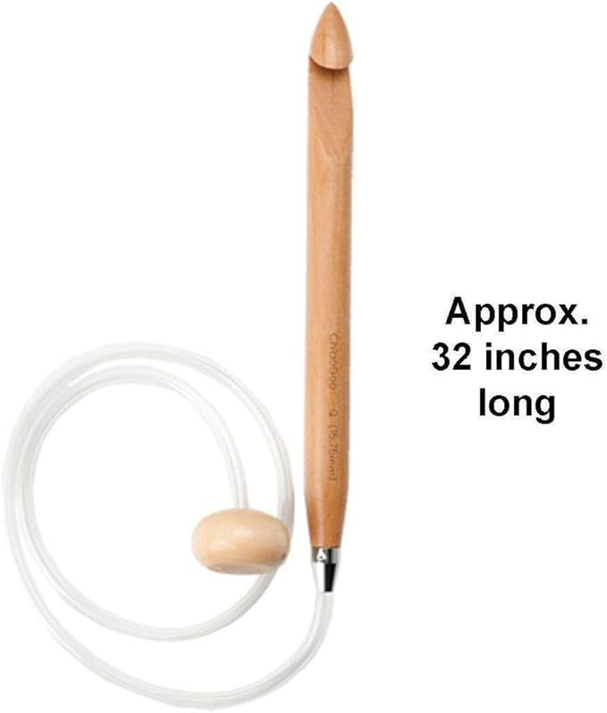ChiaoGoo Knitting Needles Flexible Crochet Hook 32 inch (81cm) Bamboo Dark Patina Size US S (19mm) 5132-S with Stitch Holder