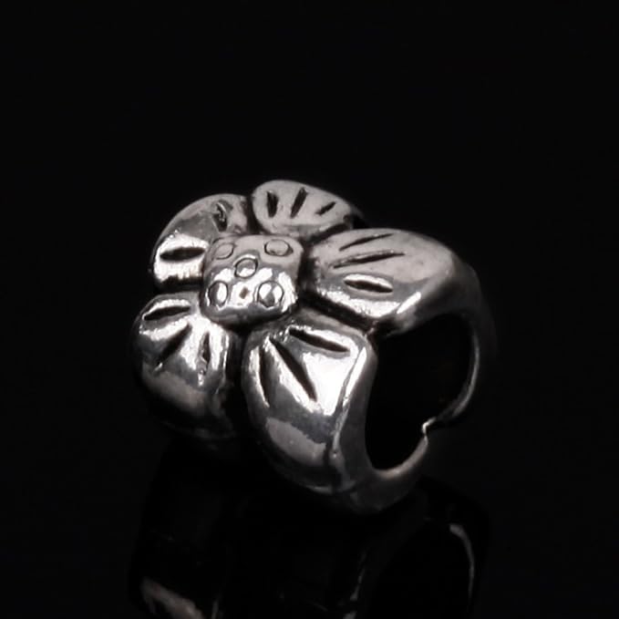RUBYCA 50pcs Tibetan Silver Tone Spacer Beads Fit European Charms Bracelet Five-Leafs Flower Design