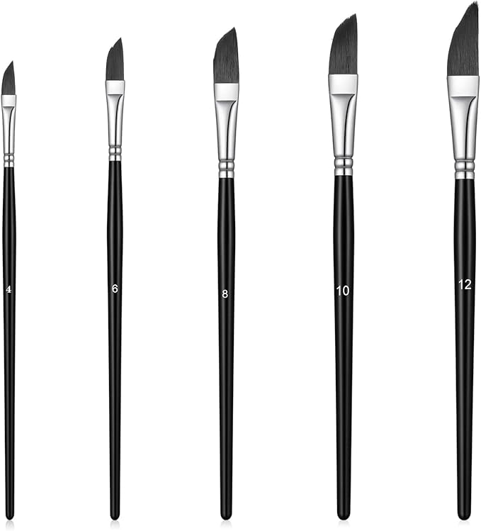 Sibba 5PCS Pinstriping Brush Set Professional Dagger Striper Brush Oil & Watercolor Striping Detail Paint Brushes, Art Paintbrushes Texture Brushes for Acrylic Painting, Fine Lines, Paint by Number