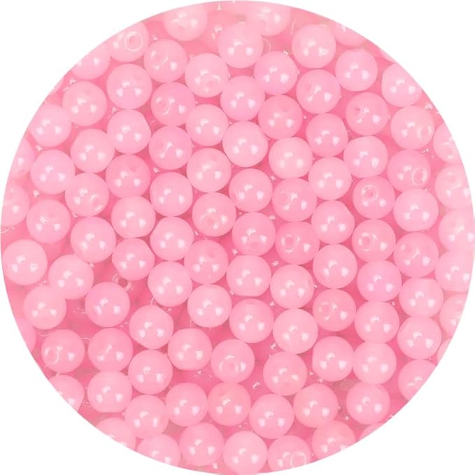 Light Pink Glass Beads for Crafts– Bright Color 8mm Crystal Glass Beads for Bracelets, Necklace & DIY Crafts