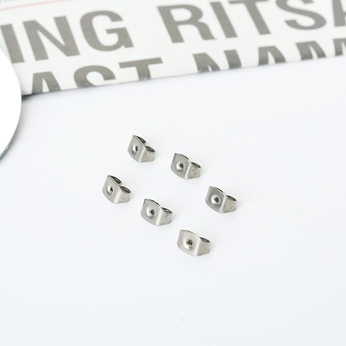 6pcs pure titanium earring backs replacements suit for 0.7-0.8mm posts, hypoallergenic earring backs for studs for women girls men sensitive ears, secure ear locking for stud earrings nut for posts
