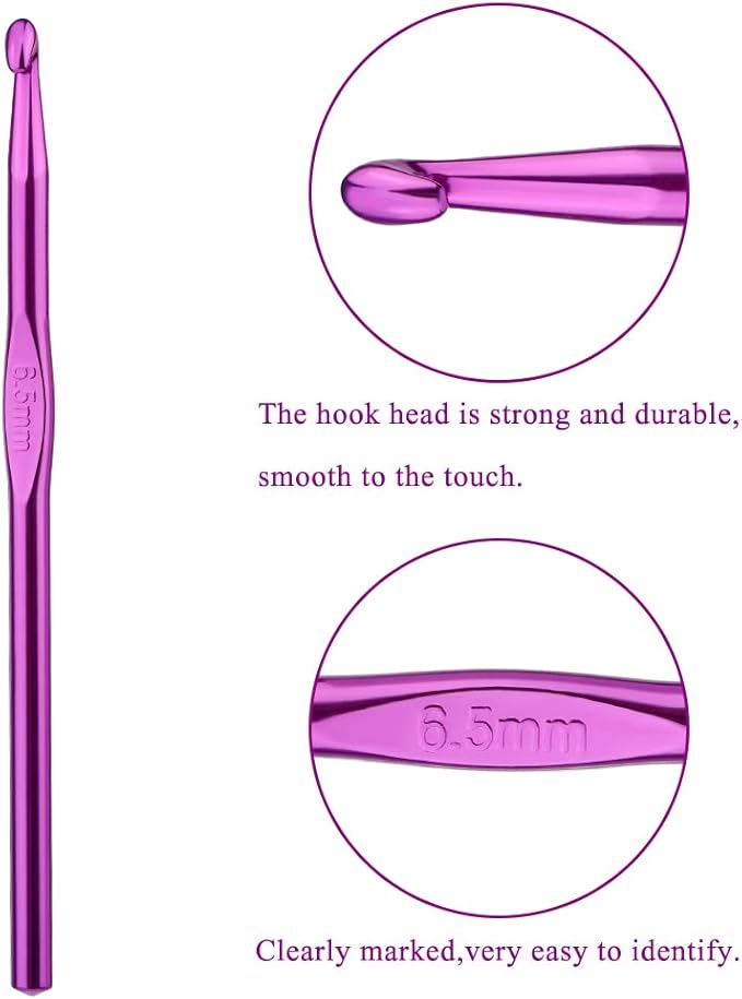 6.5mm Aluminum Crochet Hook, Smooth Crochet Needles, Knitting Needles for Yarn Craft, Great Handmade DIY Present for Friends, Random Color