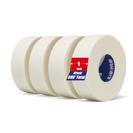 kiwihub 4 packs artist tape for watercolor paper - white masking artists tape for drafting, art painting and all paper media - acid free 1inch wide 592ft long total