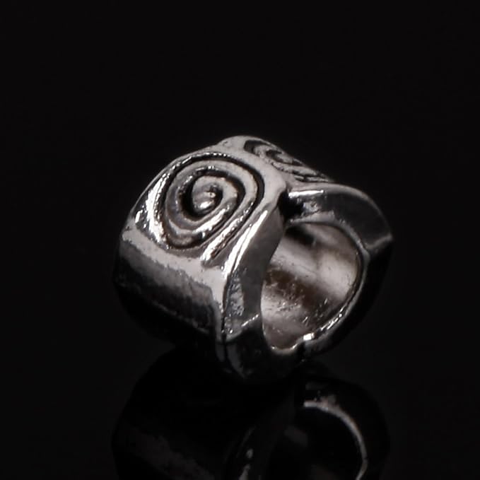 RUBYCA 50pcs Tibetan Silver Tone Spacer Beads Fit European Charms Bracelet Spiral Pattern Design