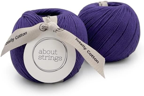 About Strings Totally Cotton Yarn - GOTS Certified Organic DK Weight - Luxuriously Soft, No Splitting - Perfect for Baby, Amigurumi, Knitting & Crochet - (200g/468 Yards) 100g/Ball (Amethyst)