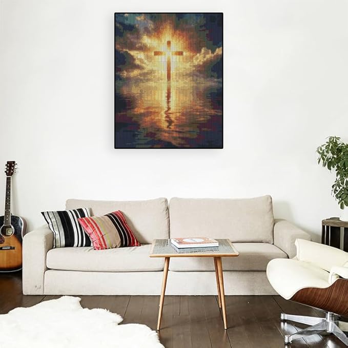 Jesus Stamped Cross Stitch Kits - Sea Needlepoint Counted Cross Stitch Kits for Beginners Adults Patterns Crossstitching Kits Dimensions Embroidery Kits Arts and Crafts (11CT Without Frame)