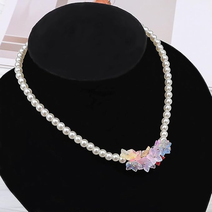 60PCS Colorful Flower Glass Beads Bulk Jewelry Beads for Jewelry Making Supplies Flower Charms for Bracelets Floral Charm Necklace Bracelet Making Kit Bead Spacers with Hole Cute Flowers Bead Charms