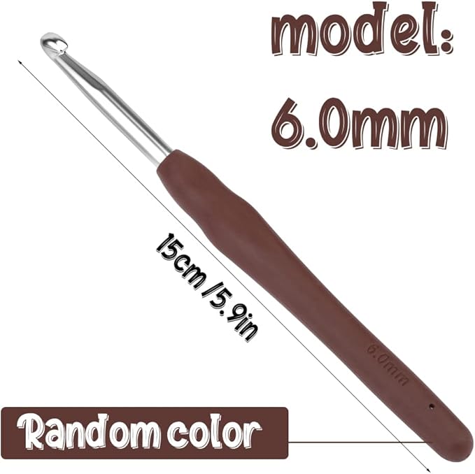 Crochet Hook, 6.0 mm Ergonomic Crochet Hook, Crochet Needles for Arthritic Hands, Knitting Needles with Soft Handle Beginners and Experienced Hobbyists (6.0 mm)