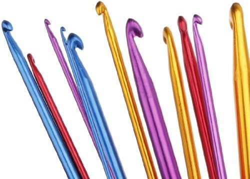 Zuoyou Crochet Hooks 11 Pack Diverse Size Assorted Color Tunisian Afghan Aluminum Knitting Needles Set (2mm to 8mm)