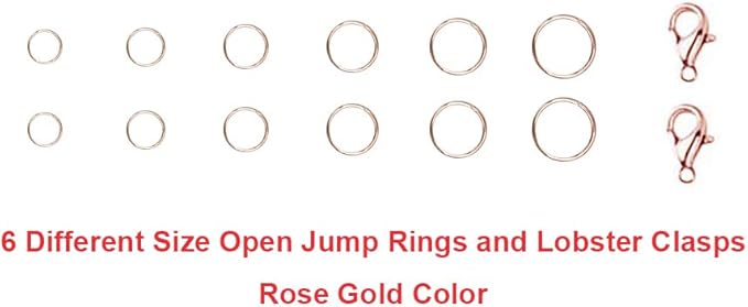 EuTengHao 1504pcs Open Jump Ring and Lobster Clasps Jewelry Repair Tools Jewelry Making Supplies Kit with Jewelry Making Accessories for Necklace Making Repair (Rose Gold)