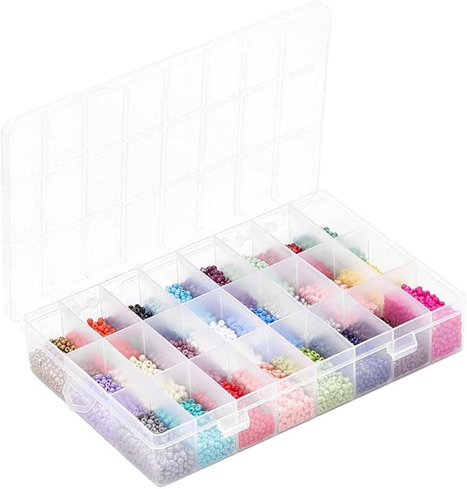 7920 Pcs 3mm Glass Seed Beads Bracelet Making Kit, Small Beads Friendship Jewelry Craft Kit with Lobster Clasps, Jump Rings & Elastic Cord, DIY Art Craft Gift for Girls