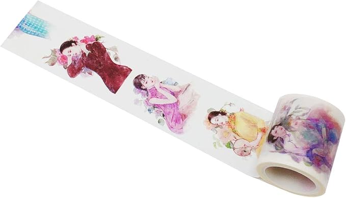 Wrapables Decorative Festive Wide Washi Masking Tape, 40mm x 5m, Chinese Maidens