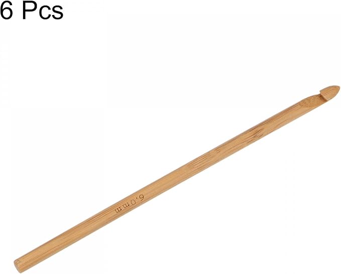 uxcell Wooden Bamboo Crochet Hook 6.0mm US Size J (Size 10) Knitting Needles for DIY Craft Yarn 6Pcs