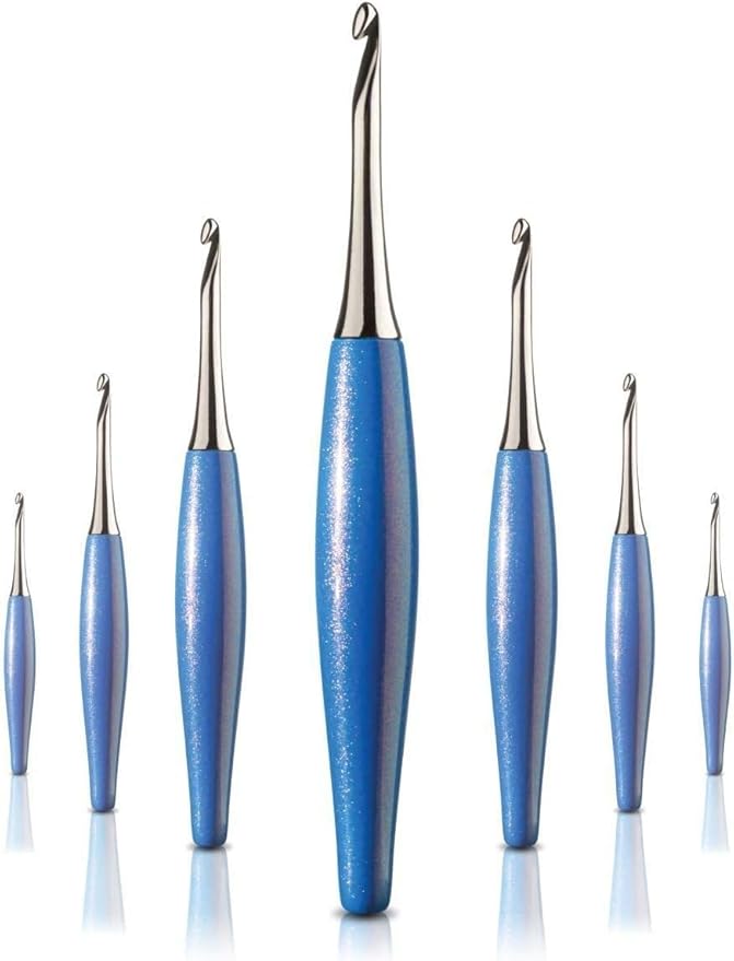 Furls Crochet Hook, Odyssey Blue, Nickel Plated Tip for Effortless Glide, Ergonomic Handle Crochet Hooks 7" (Odyssey Blue, P - 10.00MM)