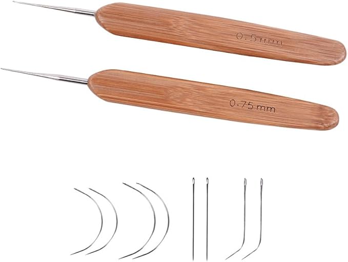 2 Pcs/Set Dreadlock Crochet Hook for Hair Dreadlock Needle Tool for Craft Dreadlock Crochet Needles (1 Hook 0.5mm + 1 Hook 0.75mm)