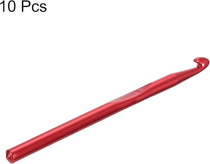 uxcell Aluminum Crochet Hook 8mm US Size L (Size 11) Knitting Needles for DIY Craft Yarn Red 10Pcs
