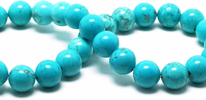 Natural Teal Turquoise Beads for Jewelry Making - Blue Stone Beads Gemstone Beads for Bracelets, 8mm Crystal Beads Round Loose Beads(44-47pcs, 8mm, Teal Turquoise)