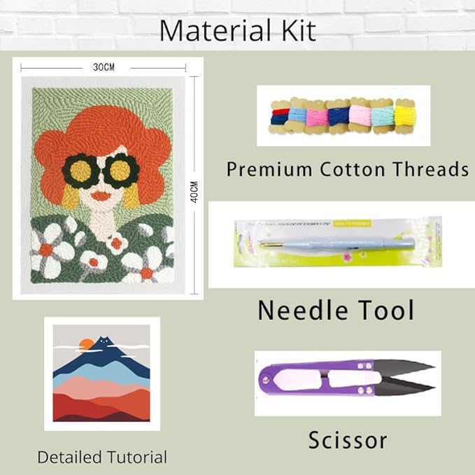 Craftdiam Beginner Perforator Kit - Stamping Embroidery Kit for Adults - DIY Kit - Simple Wall Decor | Home Decor - Women's Gift - Valentine's Day Gift (Green)