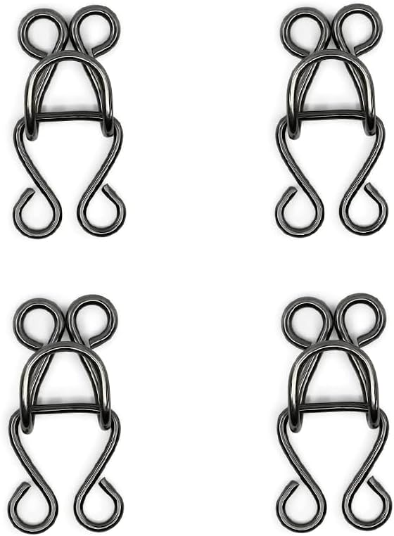 Lakesstory Metal Hooks & Eyes Closure - Heavy Duty Black Hooks for Clothing, Skirt & Pants Closures, 4 Sets