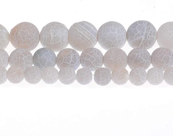 6mm Natural Grey Frosted Agate Gemstone Round Loose Beads Crystal Stone Bracelet Necklace Accessories Crafts for Jewelry Making DIY,1 Strand 15"