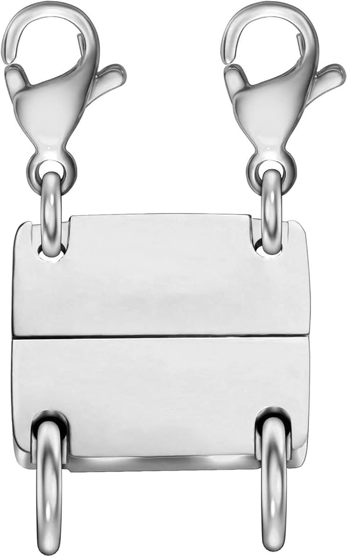 layering magnetic necklace clasp,18 k gold and silver separator for stackable necklaces