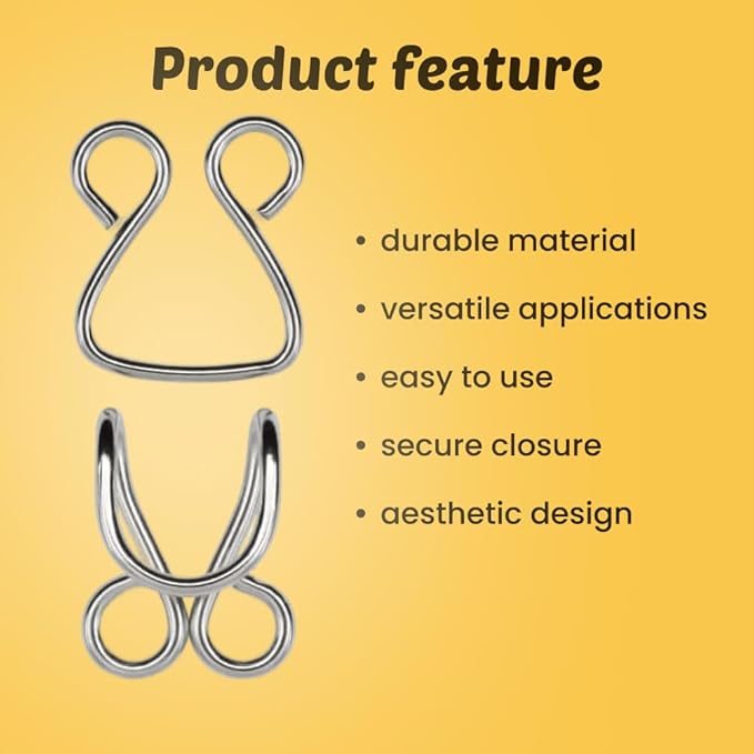 Lakesstory Metal Hooks & Eyes Closure Sewing Nickel Hooks Heavy Duty for Clothing Skirt Closures, Pants, 4 Sets