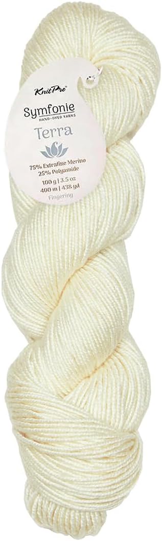 KnitPro Symfonie Fingering Weight Hand Dyed Semi-Solid Yarn Skein | Extra Fine Merino Wool & Polyamide Blend for Knitting & Crocheting, Oeko-TEX Certified 400m, 100g | Terra Jasmine