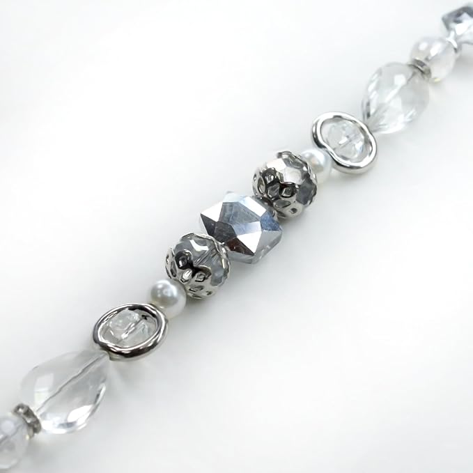 Glass Beads for Bracelets Jewelry Making Adults Keychains Bead Strand Large Unique Crystal Assortment for Craft Rondelle Faceted Flat Crackle Sparkly Bling Cute Pretty Beading Kit (Crystal)