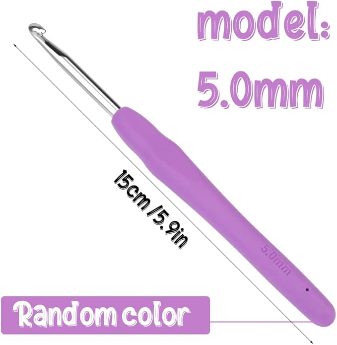SHWAKK Crochet Hook, 5.0 mm Ergonomic Crochet Hook, Crochet Needles for Arthritic Hands, Knitting Needles with Soft Handle Beginners and Experienced Hobbyists (5.0 mm)