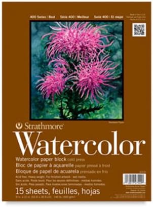 Strathmore 400 Series Tape Bound Watercolor Pad, 140 lb. Cold Press, 5.5 X 8.5 inches, White, 12 Sheets (298-103)