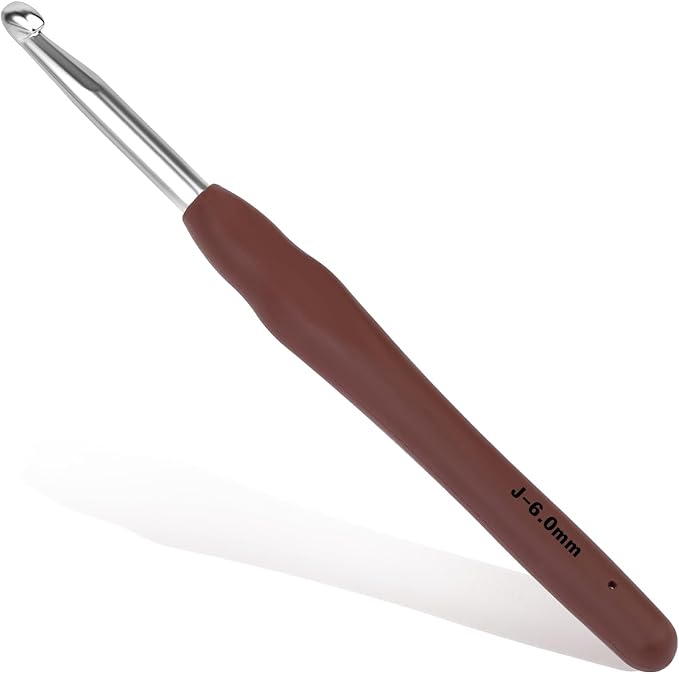 Crochet Hook, 6.0 mm Ergonomic Crochet Hook, Crochet Needles for Arthritic Hands, Knitting Needles with Soft Handle Beginners and Experienced Hobbyists (6.0 mm)
