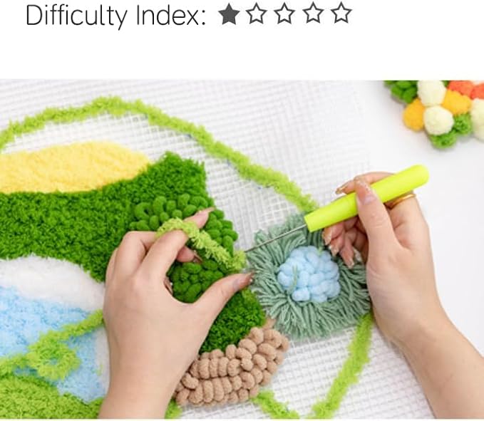 beausougon DIY Latch Hooking Craft 3D Coaster Set with Moss Design， Crochet Kit for Adults
