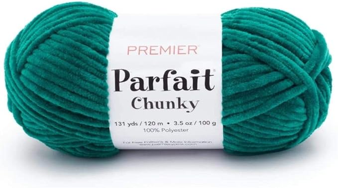 Premier Yarns Parfait Chunky Chenille 3.5 Oz 6 Super Bulky Weight 3 Pack Bundle with Bella's Stitch Place Holders (Emerald)