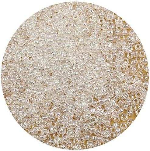 Bala&Fillic Crystal Pearl Color 4mm Seed Beads About 1200pcs/100Grams in Bag, 6/0 Glass Craft Beads for Making Bracelet and Necklace (Crystal Pearl)