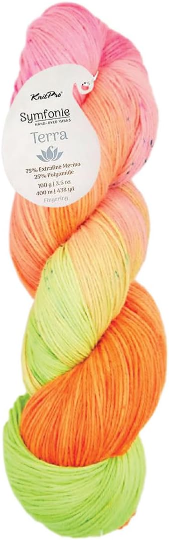 KnitPro Symfonie Fingering Weight Hand Dyed Variegated Yarn Skein | Extra Fine Merino Wool & Polyamide Blend for Knitting & Crocheting, Oeko-TEX Certified 400m, 100g | Terra Galaxy Glow