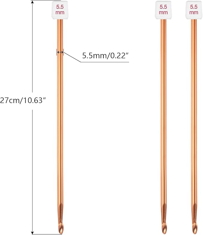 HEALEAYAR 5.5mm Tunisian Crochet Hooks Bulk, 27cm Extra Long Crochet Needles Aluminum Afghan Knitting Needles Tools for Beginners and Skills Class, Pack of 4