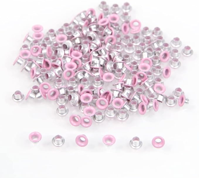FoRapid 3mm/1/8" Aluminum Quicklet Eyelets-Scrapbooking/Birthday Wedding Baby Greeting Holiday Card/Paper Craft/Luggage Cruise Tag/DIY Album/Clothing etc-150 PCS (Pink)