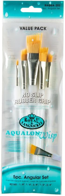Royal & Langnickel Aqualon Wisp Angular Artist Brush Set, 5-Piece