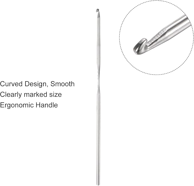 uxcell 20Pcs Crochet Hook Stainless Steel 1.5mm US Size 8 Metal Knitting Needles for DIY Craft Lace Yarn