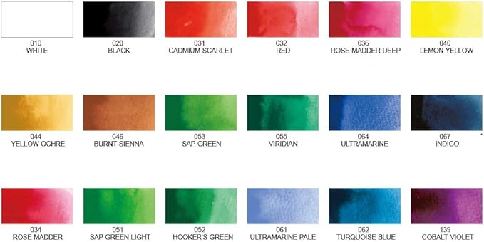 Kuretake GANSAI TAMBI Watercolor Paint Set, 18 Colors, Professional-quality for artists and crafters, for kids, adult, Made in Japan